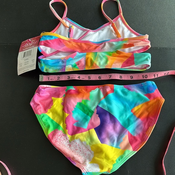 Kanu Surf UPF 50+ Isabel 2 piece adjustable strap top colorful watercolor print - Picture 3 of 5